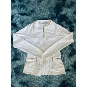 Cabana Life White Full Zip Jacket Fitted Lightweight Small‎ S